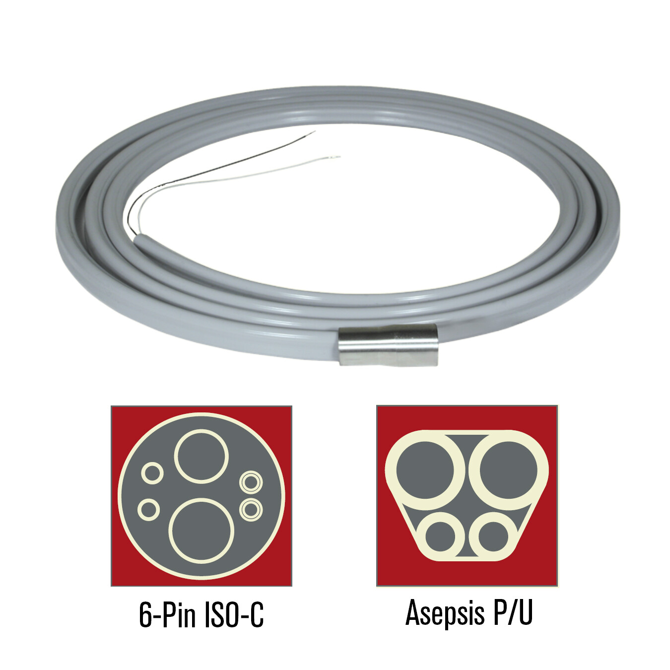 KINETIC HANDPIECE LIGHT SOURCE TUBING, 6-PIN ISO-C, ASEPSIS POLYURETHANE