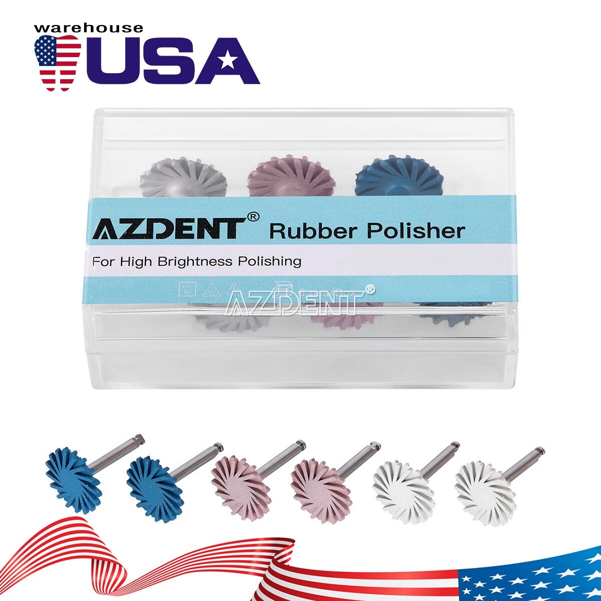 6Pcs AZDENT Dental Composite Polishing Diamond system RA disc 14mm wheel