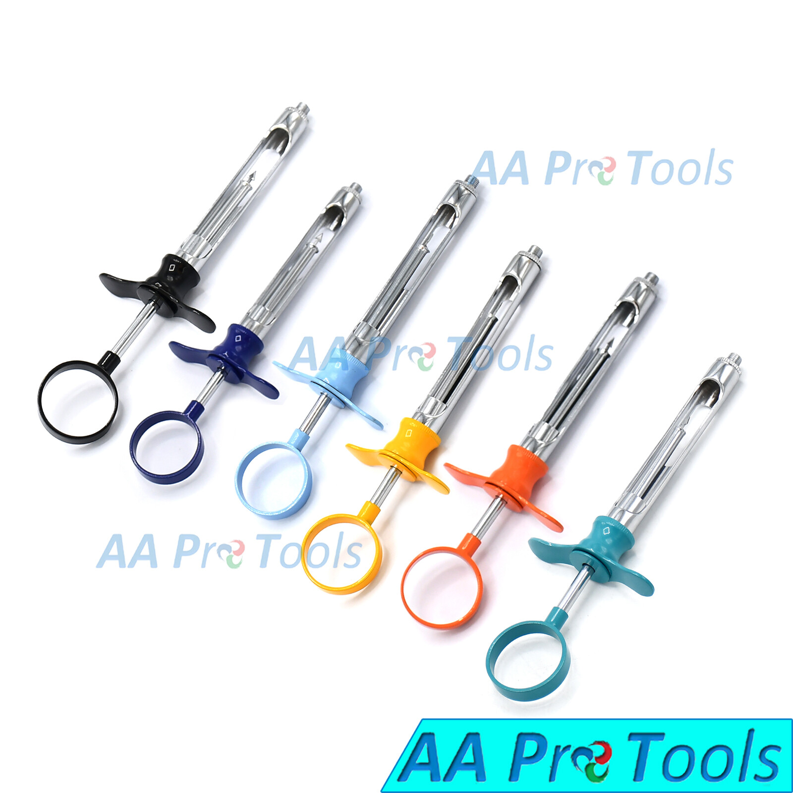 6 Pieces Mix Color Handle Dental Aspirating Syringe 1.8cc C-W Type Brand New