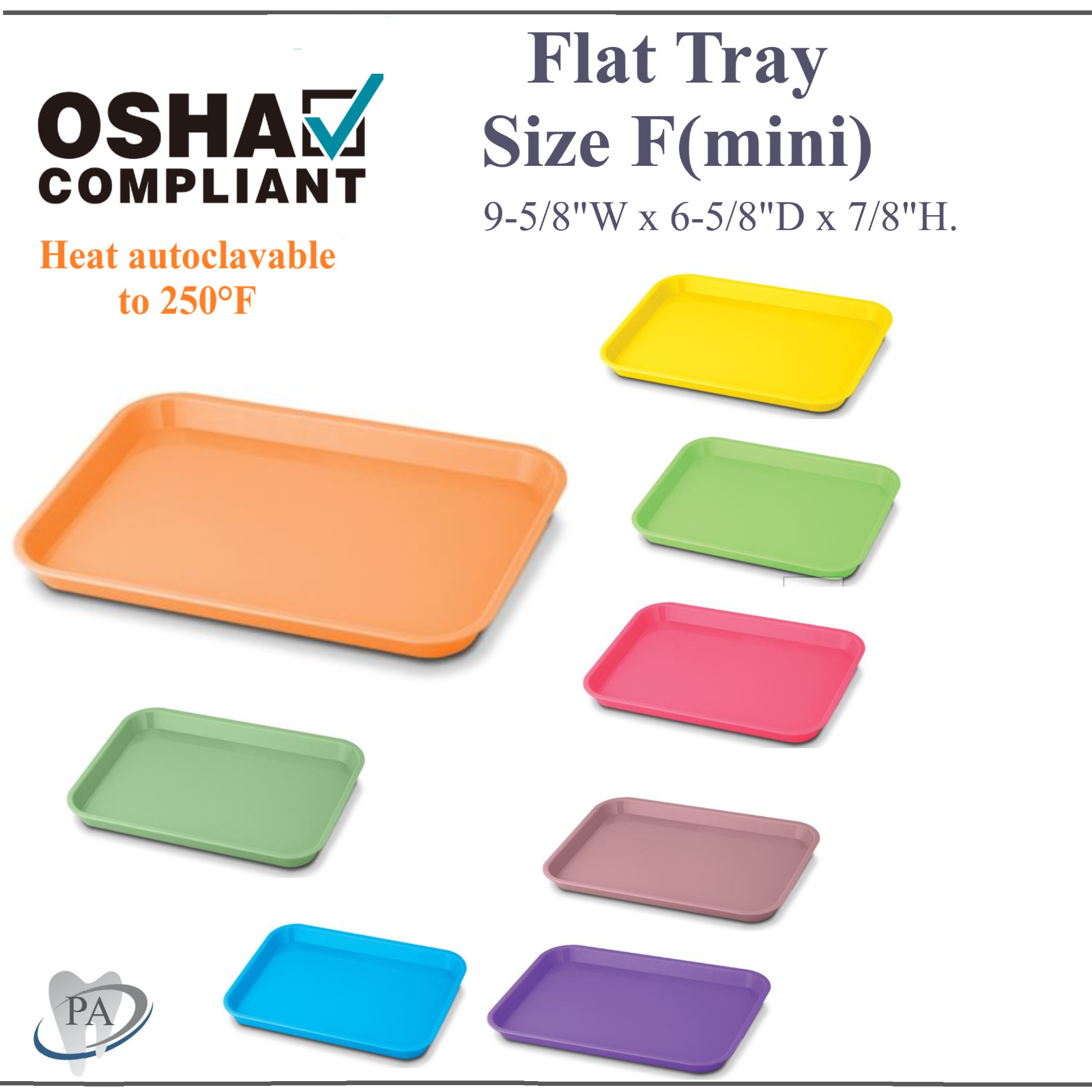 Dental Flat Set-Up Tray Size F (Mini) Autoclavable Instrument Procedure F Trays