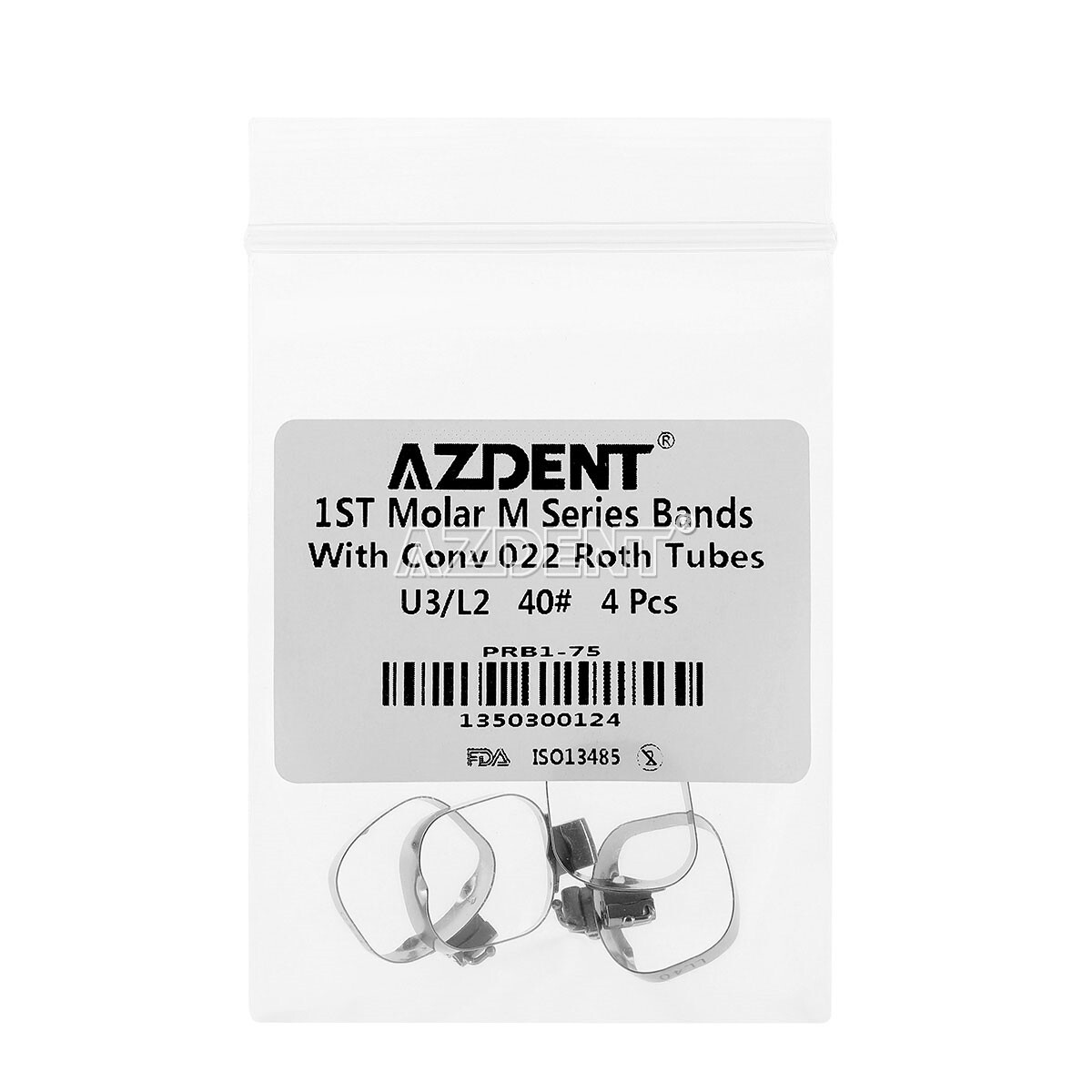 4Pcs Dental Ortho 1st Molar Buccal Tube with Bands Conv Roth.022 35#-40+#