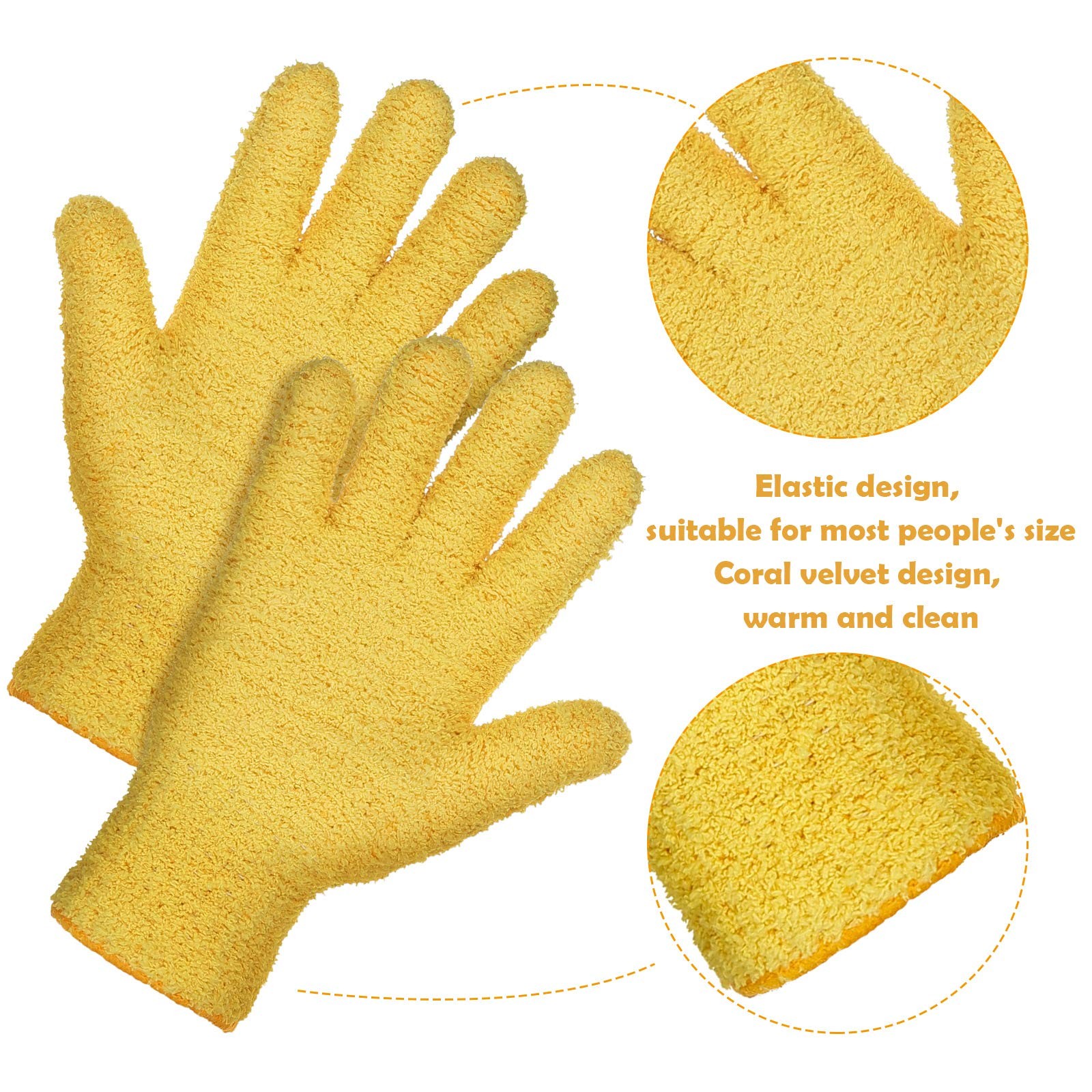2 Pairs Microfiber Dusting Gloves Reusable Cleaning Gloves for Plants Car