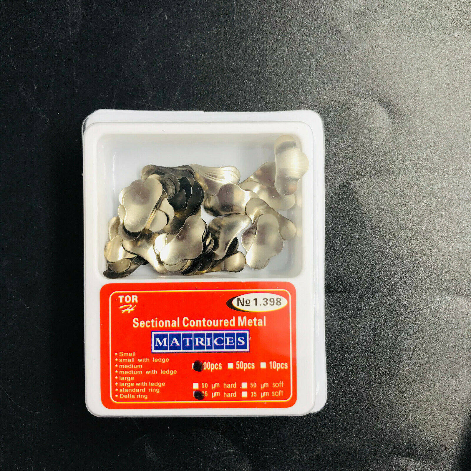 100×Dental Matrices Sectional Contoured Metal Hard Band Matrix Refill 35μm S/M/L