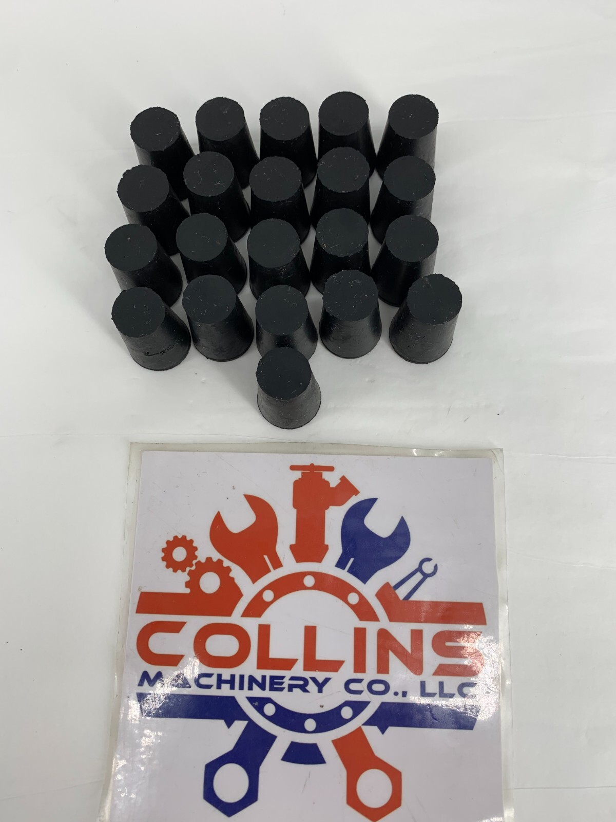 Size 1 Black Rubber Stoppers Solid Natural Rubber Top .75″ Bottom .56″ Lot of 21