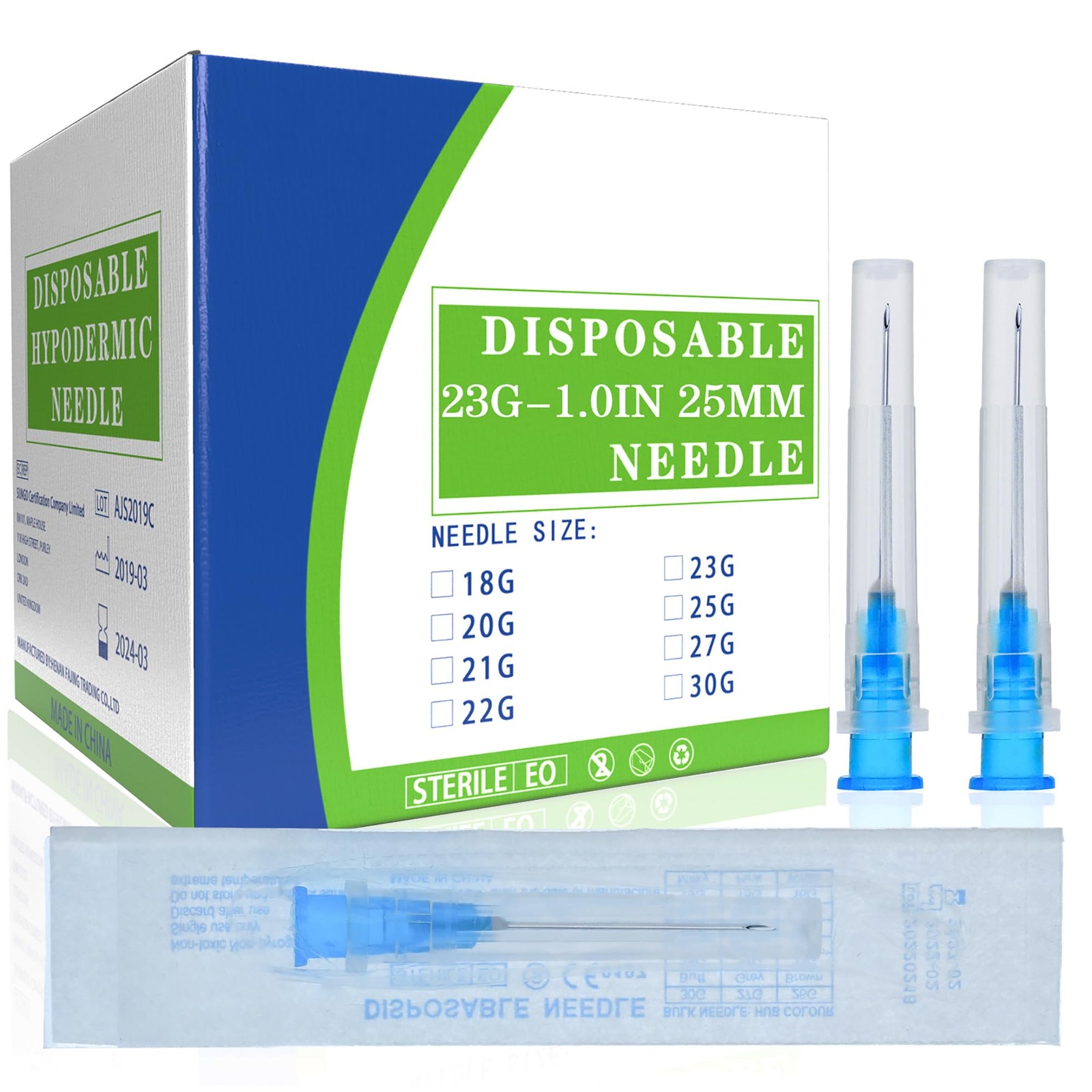 100 Pack 23G 1 Inch Lab Needls, Disposable Luer Lock Sterile 23G-1”, 100