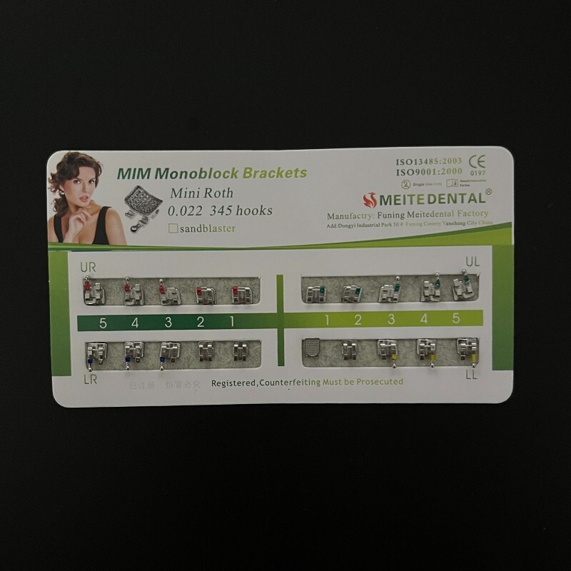 10Sets Dental Orthodontic Brackets MIM Monoblock Mini Roth/MBT 022/018 345 Hooks