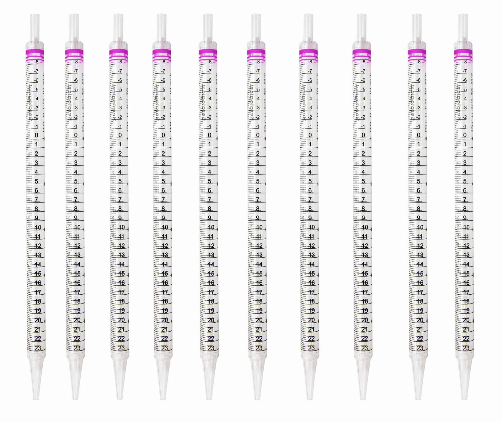 Pipette Serological, 25ml Capacity by 0.2ml, Plastic, Sterile, Color Coded. Pack