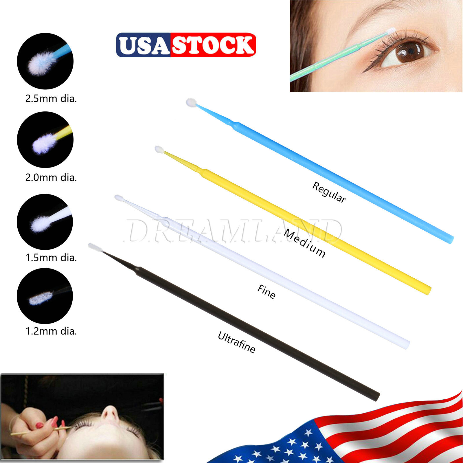400pcs Dental Micro Applicator Brush Microbrush Tips Regular/Fine/Ultrafine