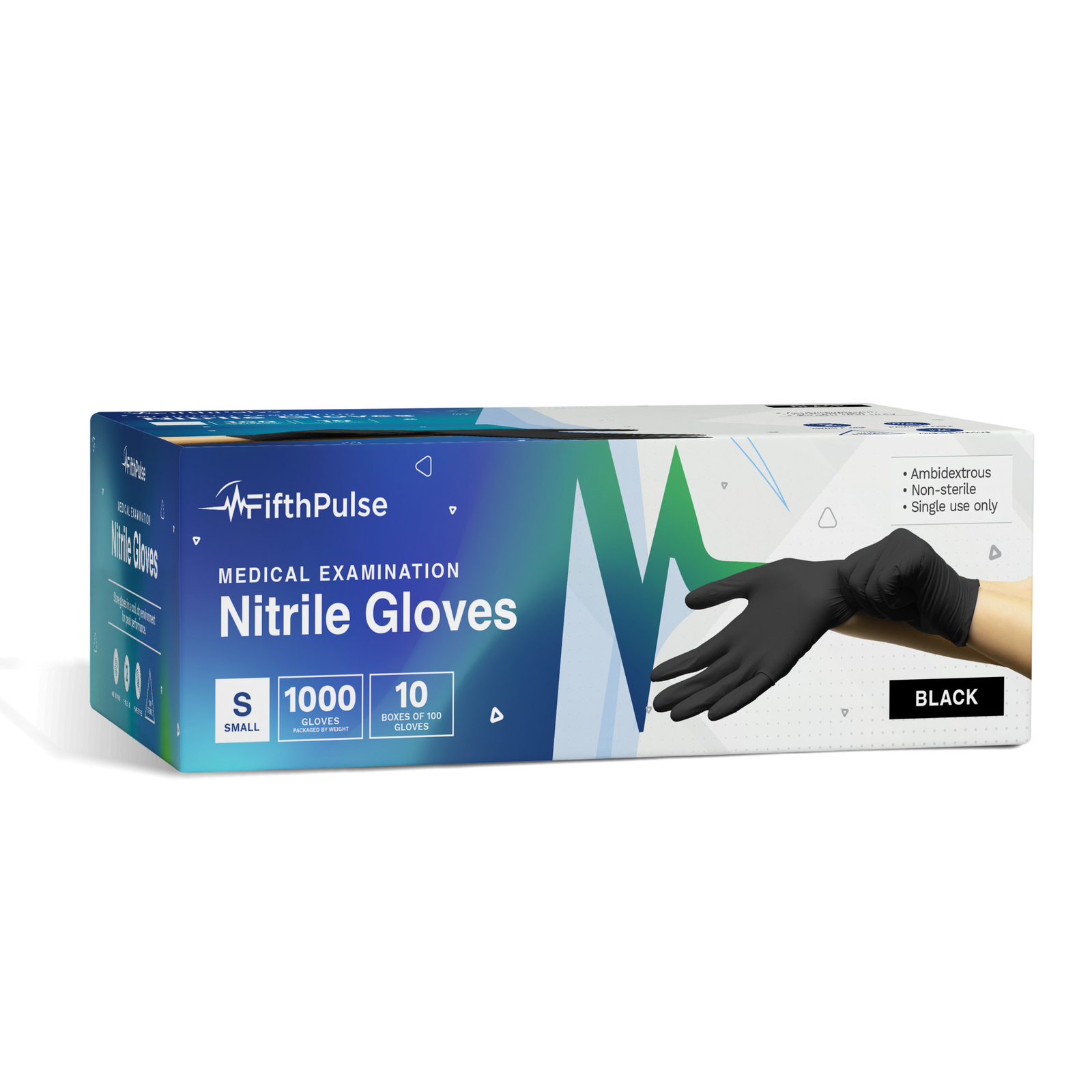 FifthPulse Nitrile Disposable Exam Gloves Powder Latex Free 100 Ct Small Black