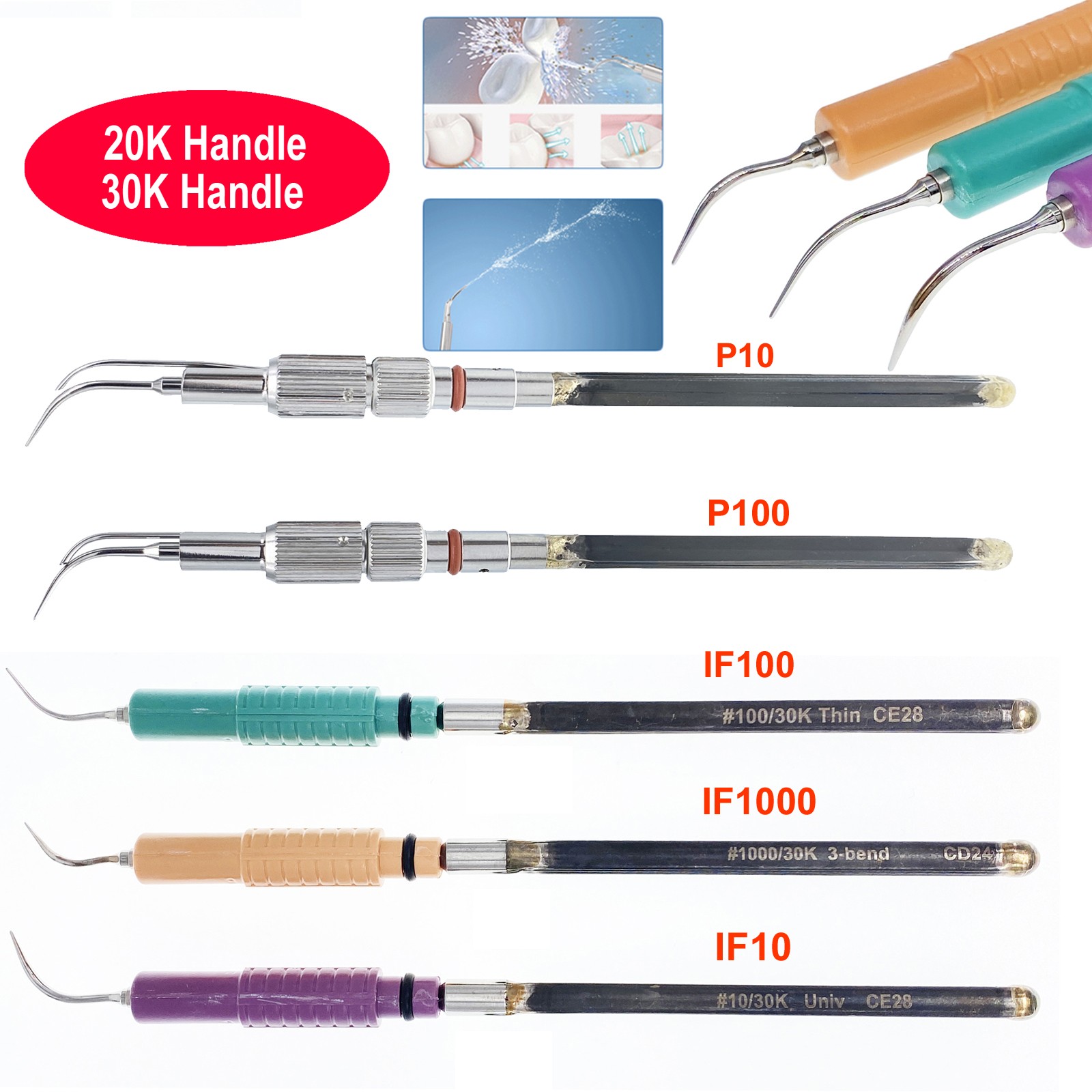 P-10 P-100 Dental Ultrasonic Scaler Tip 30K/25K Inserts IF10 IF100 IF1000
