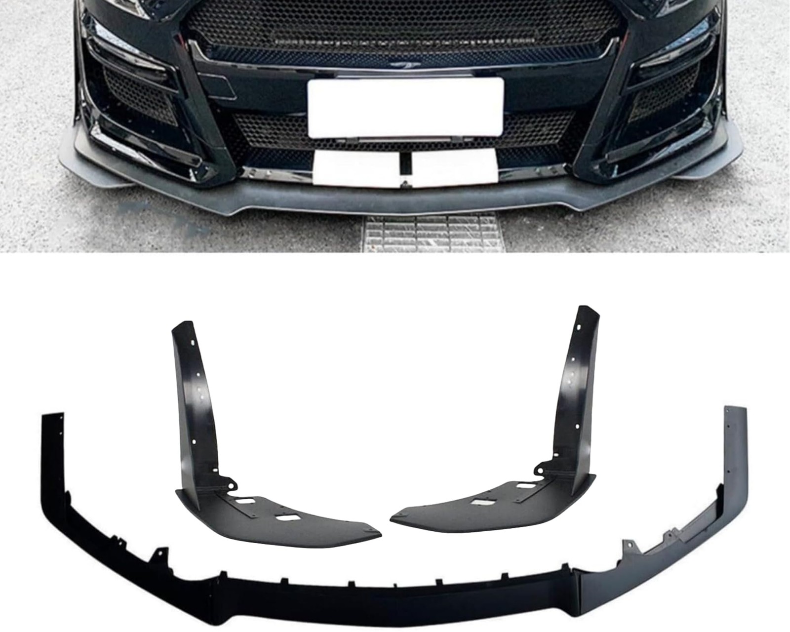 7Pcs Front Lip Splitter Winglet Spoiler Ford Mustang 2015-2021 GT500 Matte Black
