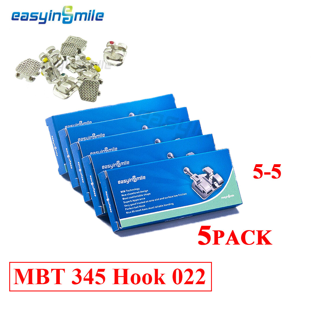 10Pack Dental MINI Braces Orthodontic Metal Brackets MBT/ROTH 022 Slot 3/345Hook