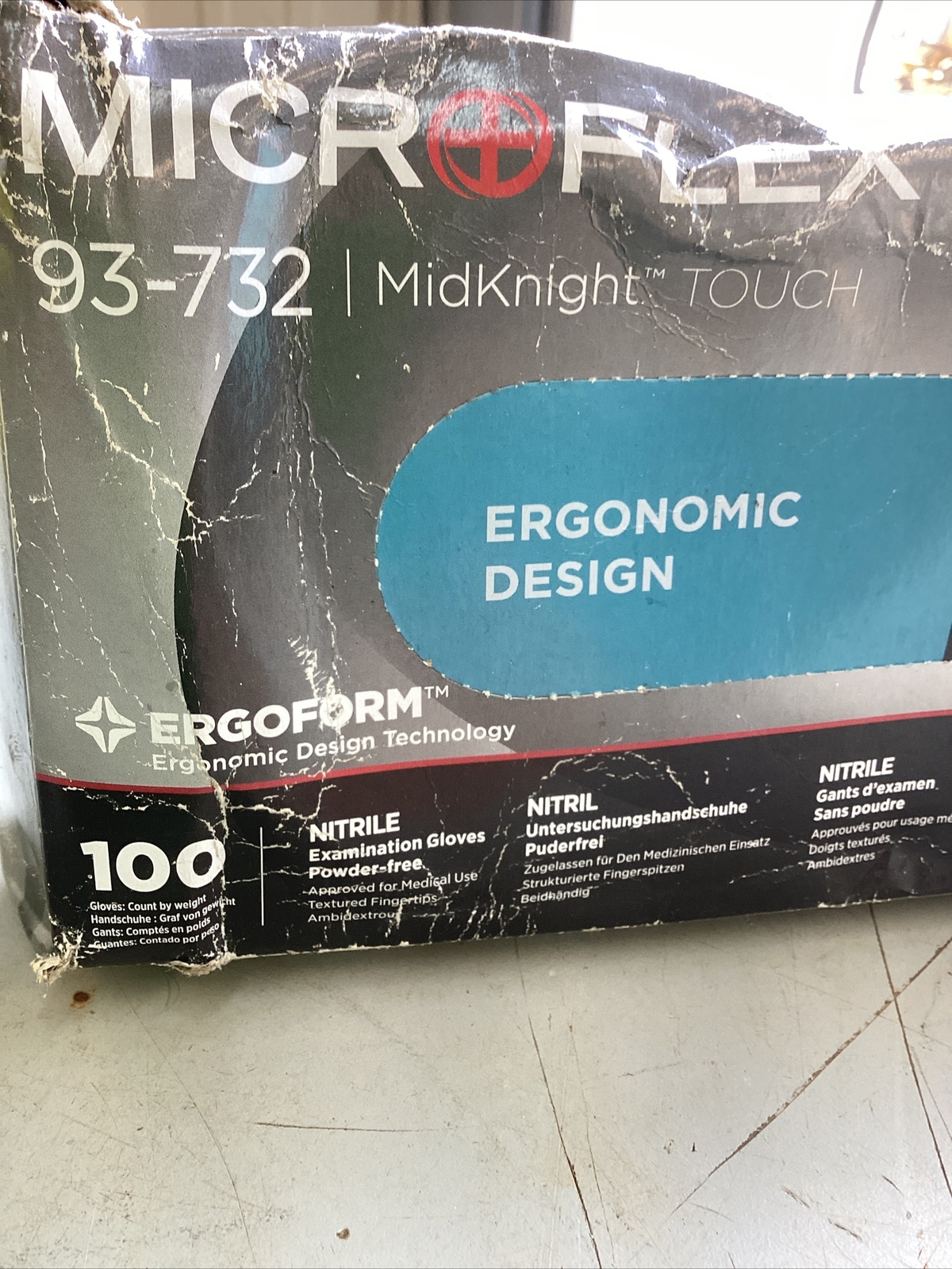 100 Large 8-1/2 To 9 Microflex MidKnight Touch PF Exam Nitrile # 93-732