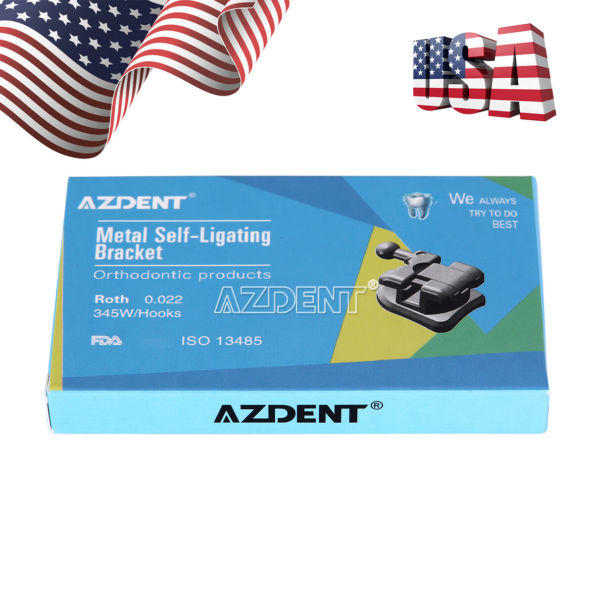 AZDENT Dental Ortho Self-Ligating Brackets Hook 345 /Buccal Tubes Roth/ MBT .022