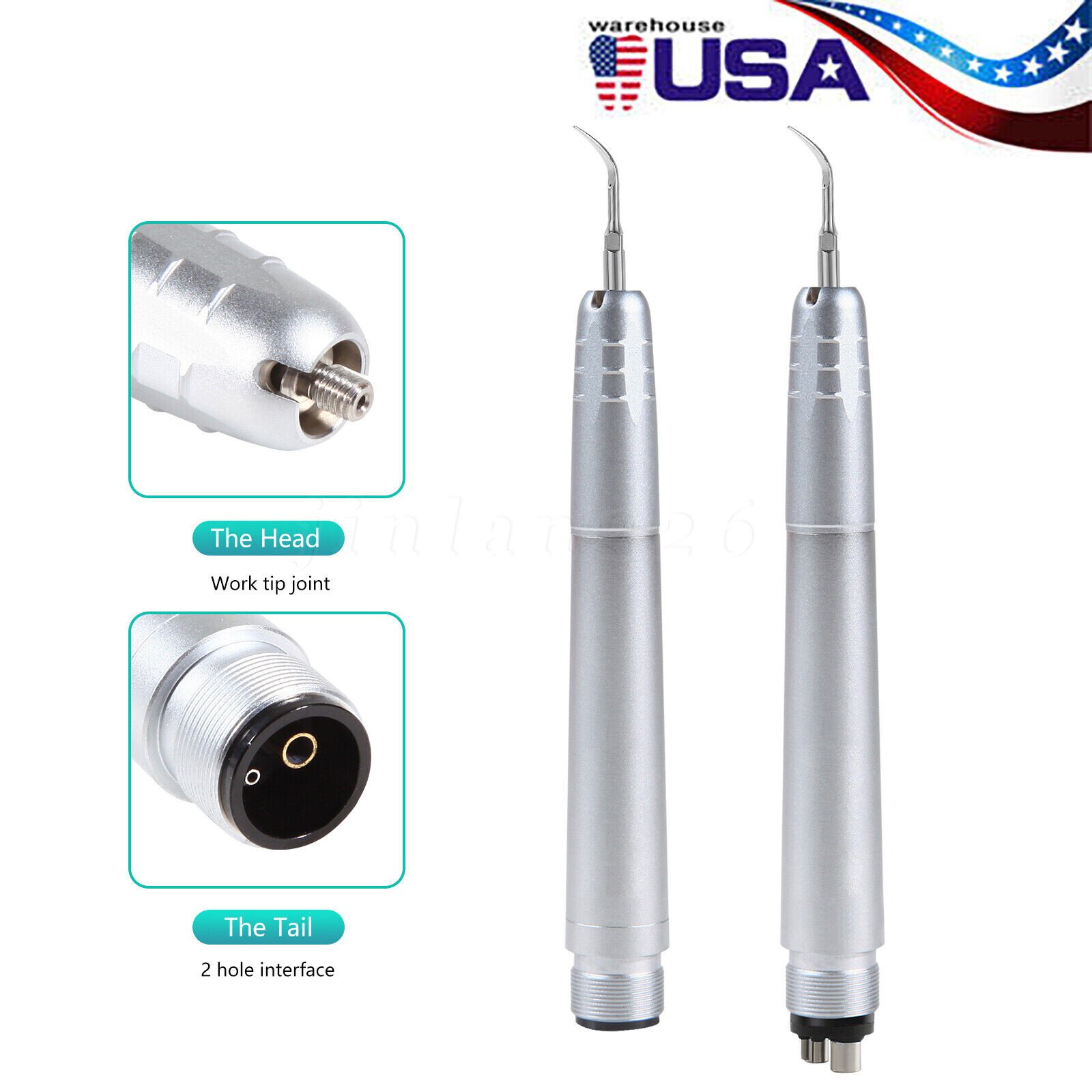 Dental Piezo Ultrasonic Air Scaler Handpiece Hygienist 2/4 Holes With 3 Tips