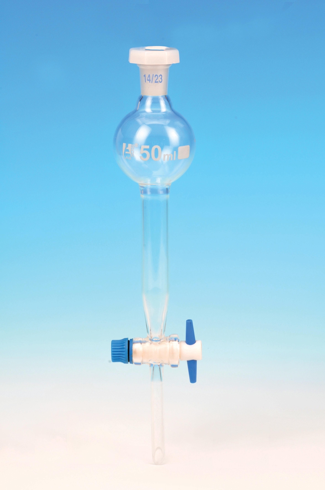 Eisco Labs 250ml Gilson Separatory Funnel, PTFE Key Stopcock – 29/32 Cone Size